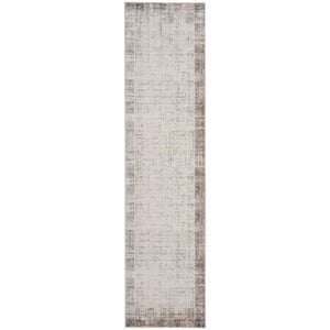 Elation Ivory Grey 2 ft. x 16 ft. All-over design Contemporary Runner Area Rug