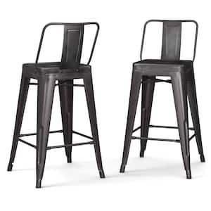 Rayne Industrial Metal 24 in. Counter Height Stool (Set of 2) in Gunmetal Grey