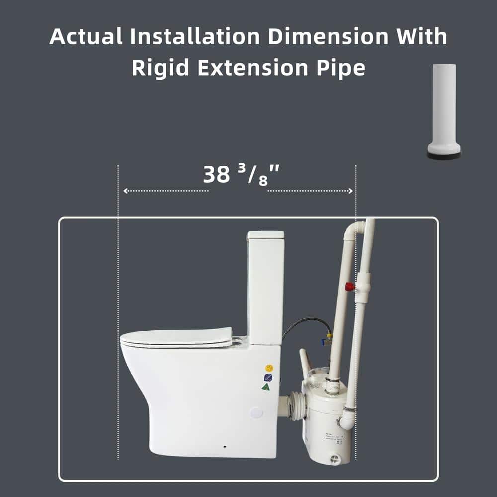 White Ceramic Two-Piece Elongated Macerating Toilet System