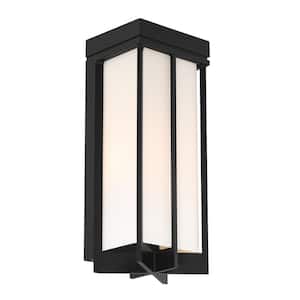Eads 17.5 in. Matte Black Integrated LED Outdoor Line Voltage Wall Sconce