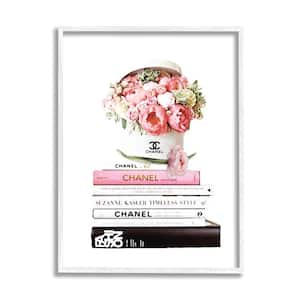 "Pink Florals in Hat Box Glam Fashion Books" by Ros Ruseva Framed Nature Wall Art Print 11 in. x 14 in.