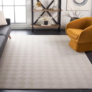 Pattern and Solid Ivory 7 ft. x 9 ft. Abstract Geometric Area Rug