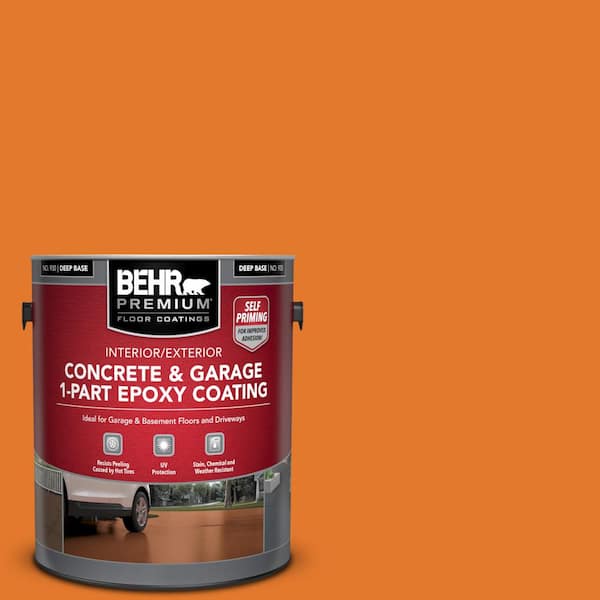 BEHR PREMIUM 1 gal. #OSHA-3 OSHA SAFETY ORANGE Self-Priming 1-Part Epoxy Satin Interior/Exterior Concrete and Garage Floor Paint