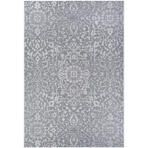 Monte Carlo Palmette Grey-Ivory 7 ft. 6 in. x 10 ft. 9 in. Indoor/Outdoor Area Rug