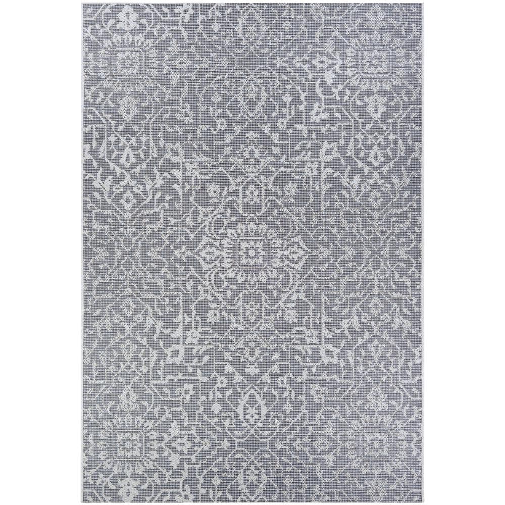 Couristan Monte Carlo Palmette Grey-Ivory 5 ft. 10 in. x 9 ft. 2 in ...