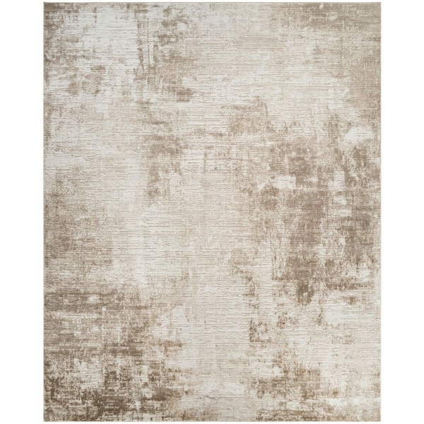 Dekor Ivory Taupe 8 ft. x 10 ft. Abstract Contemporary Area Rug