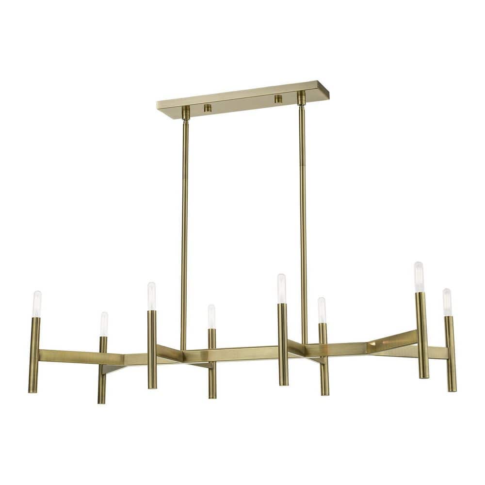 Copenhagen Antique Brass 8-Light Linear Chandelier