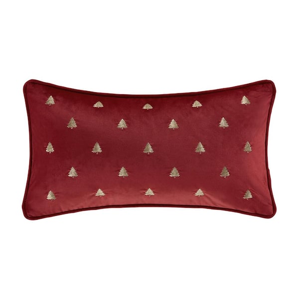 Unbranded Clara Pillow Polyester Boudoir Crimson Embellished Decorative 11 in. x 20 in. Throw Pillow