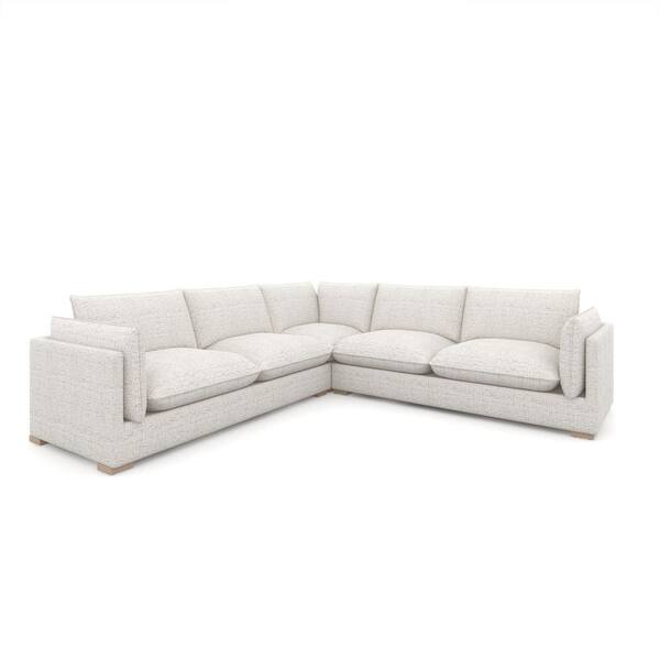 Jennifer Taylor Ventana 116 in. Pillow Arm 3-Piece Polyester Tweed Rectangular Corner Sectional Sofa in. Beige with Memory Foam Fill