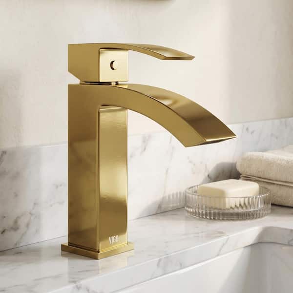 Satro Single Handle Single-Hole Bathroom Faucet in Matte Brushed Gold