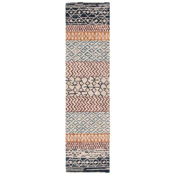 Capri 2 ft. x 21 ft. Ivory/Charcoal Geometric Striped Runner Rug