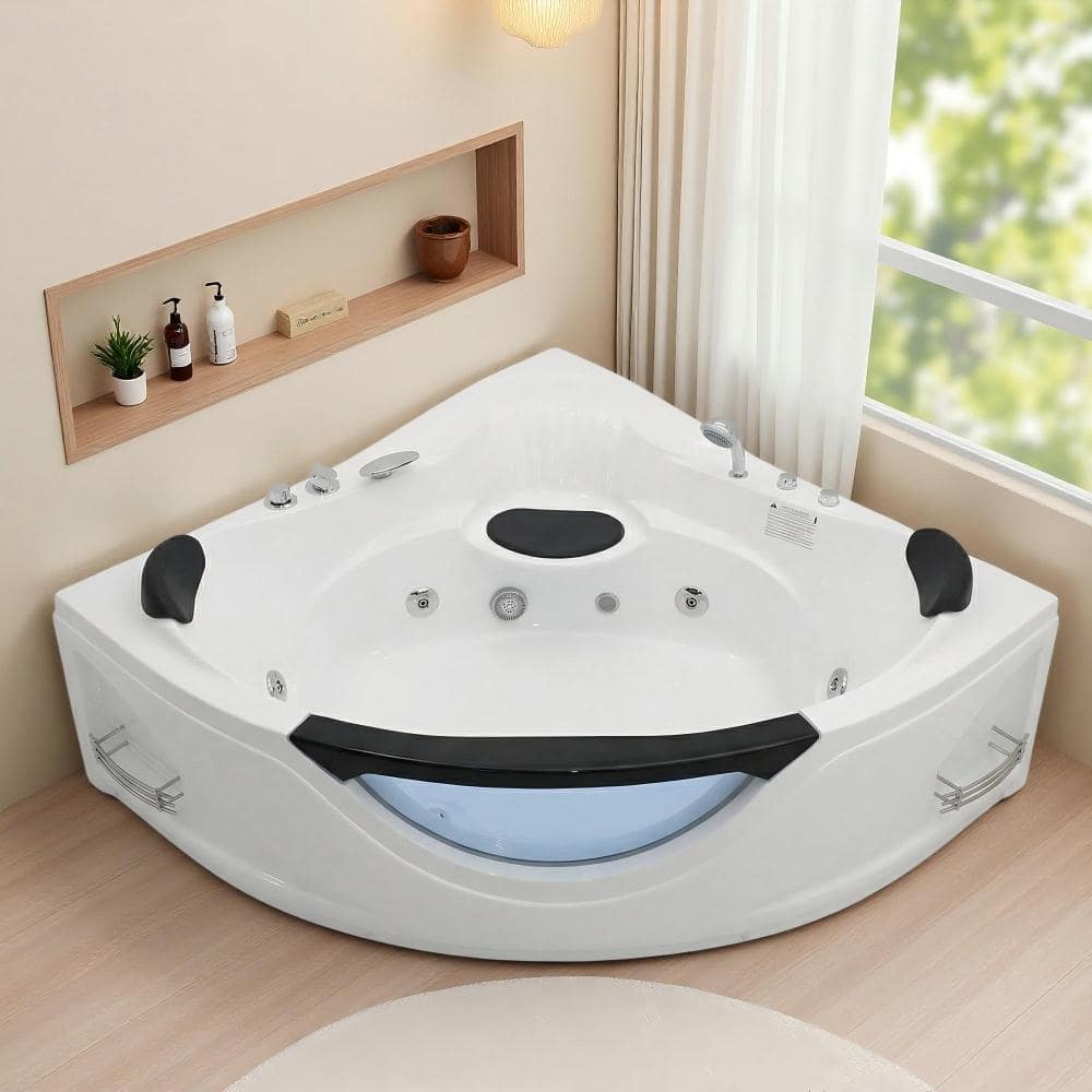 59 Inch Corner Whirlpool Bathtub,2 Person Jetted Spa,6 Jets Hydrotherapy,LED Chromatherapy, UL Pump,UPC Drain, Acrylic price history on PriceWatchPro