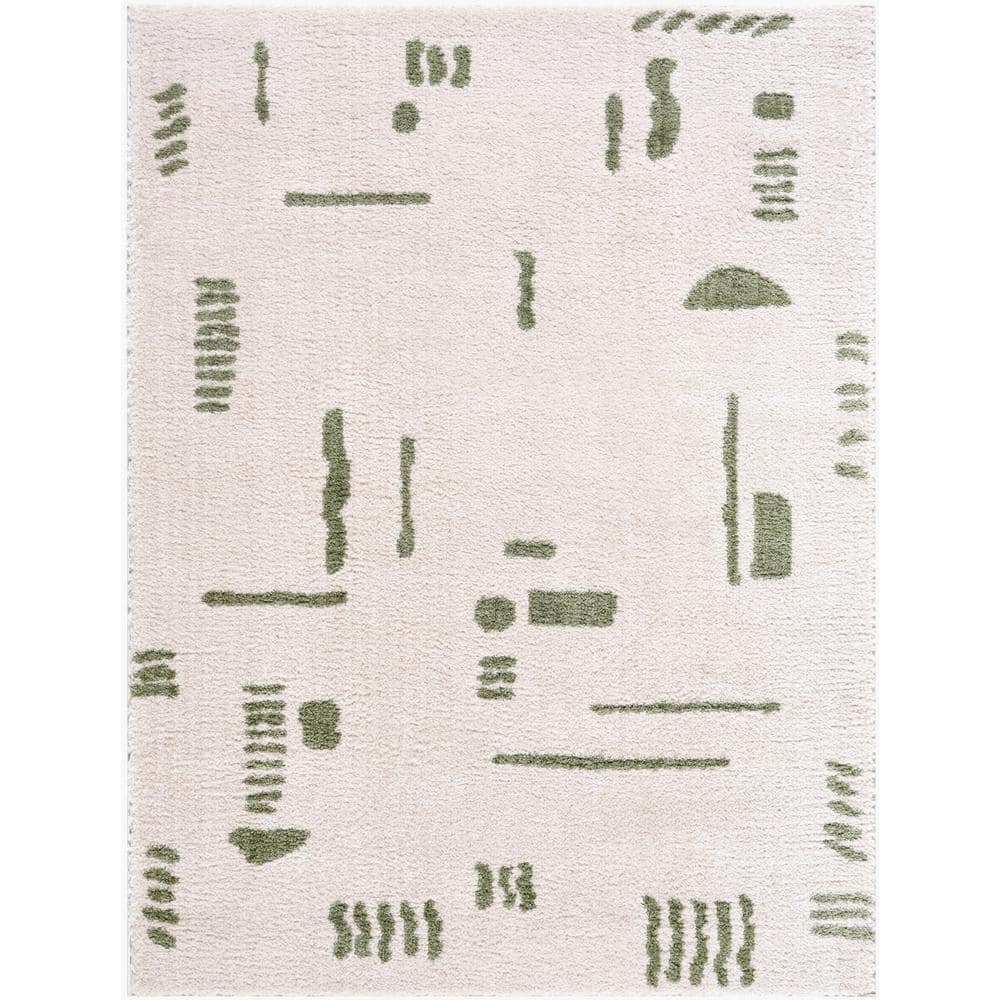 Fossay Shag Green 3 ft. x 7 ft. Modern Indoor Area Rug price history on PriceWatchPro