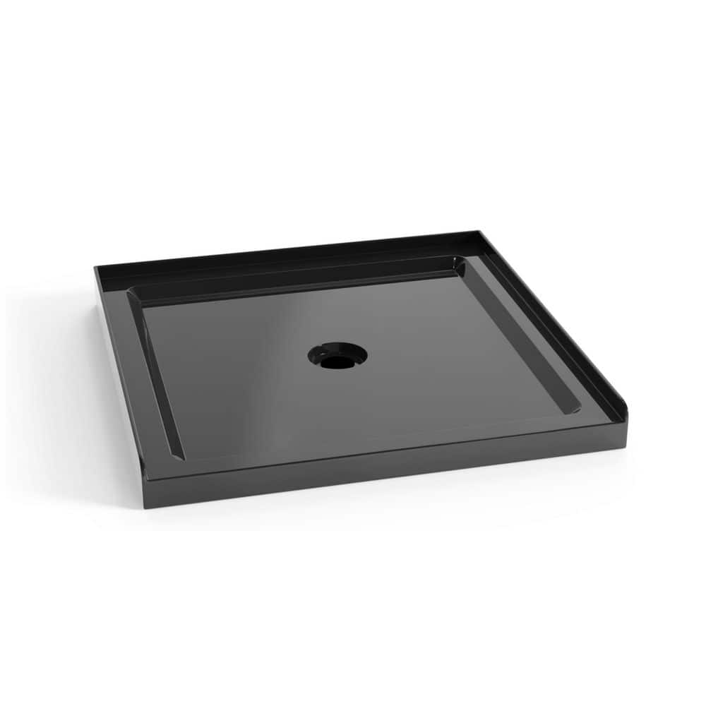 36 in. L x 36 in. W Alcove Shower Pan Base with Center Drain in Black price history on PriceWatchPro