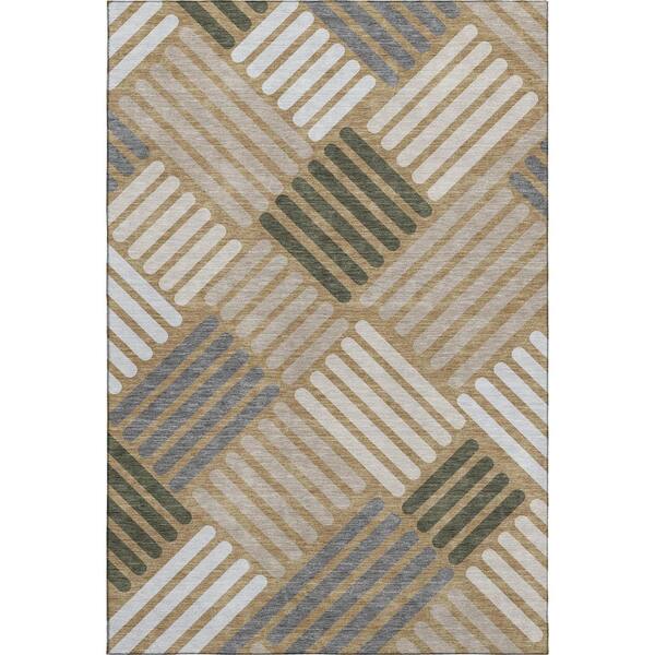 Mayfield Premium Machine Washable Abstract AMF2339 Gold 10 ft. x 14 ft. Area Rug