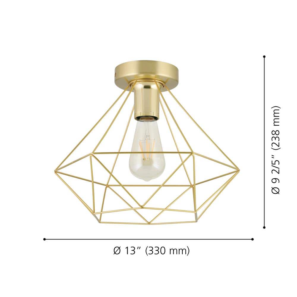 Tarbes Brushed Brass Geometric LED Ceiling Light 12.8"