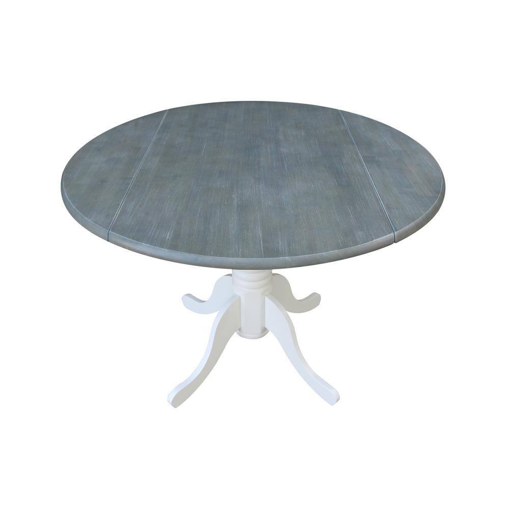 Heather Gray & White 42" Round Wood Extendable Dining Table