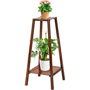 30in. Tall Indoor/Outdoor Bamboo Wood Multifunctional Plant Stand (2-tiered)