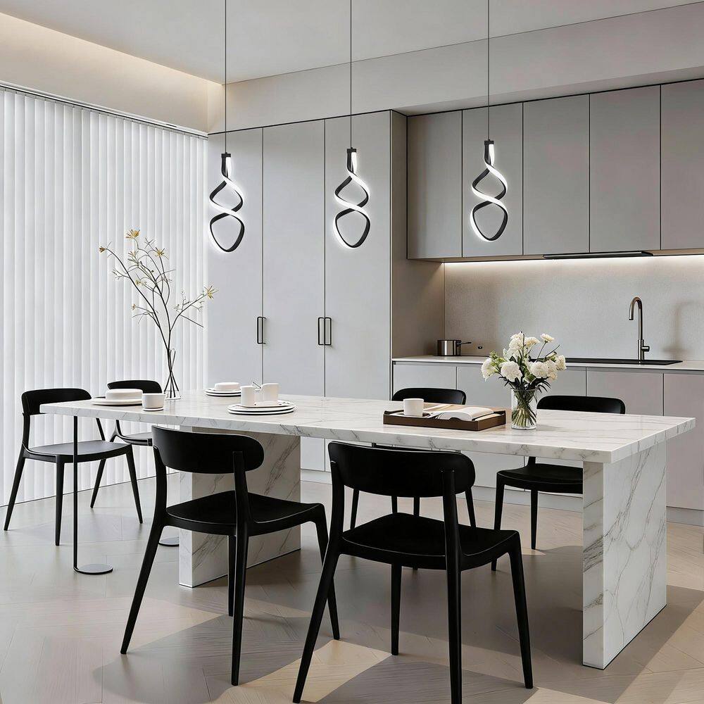 Jasslynn 15W 1-Light Black Modern Integrated LED Pendant Lights for Kitchen Island Eye-Care Dining Room Hanging Lights price history on PriceWatchPro