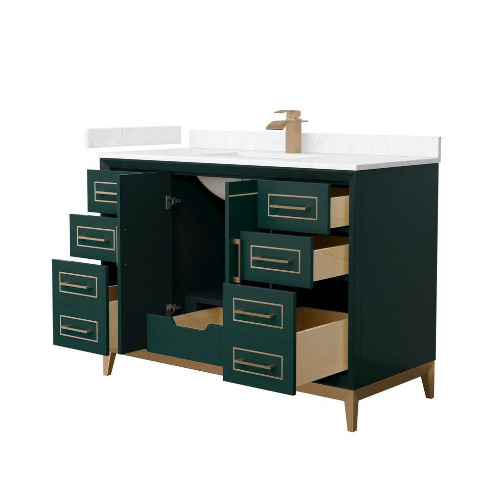 Marlena 48'' Green Single Freestanding Bathroom Vanity with Carrara Marble Top