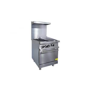 24 in. 2 Top Burner 12 in. Griddle ETC24R12G in Stainless Steel Range Oven