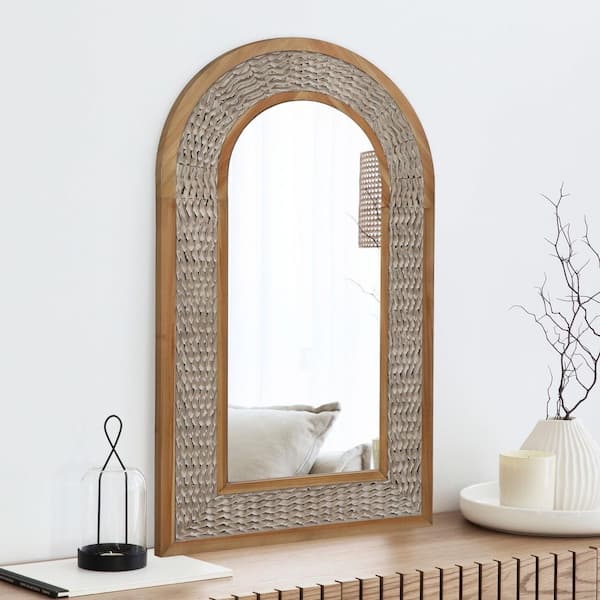 26 in. W x 46 in. H Classic Arched Antique Wood Frame Country Art Wall Mirror Decorative Mirror