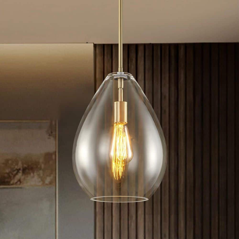 Athol 1-Light Brushed Gold Industrial Pendant Lighting with Clear Glass price history on PriceWatchPro