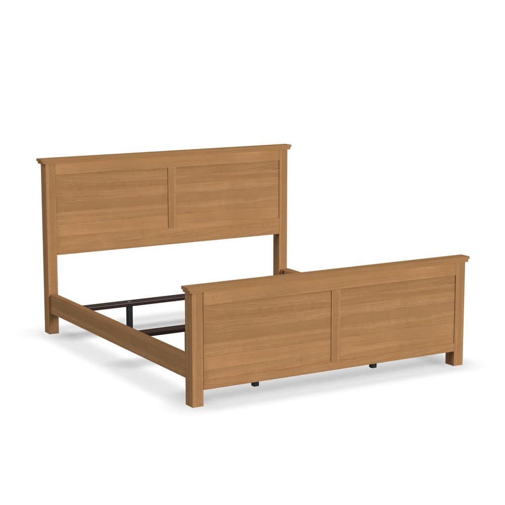 Oak Park Engineered Wood King Bed with Upholstered Headboard in Light Oak