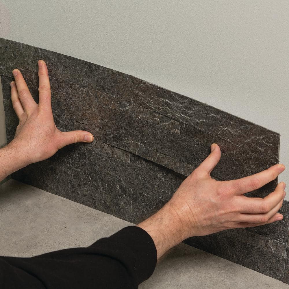 Gray Stone Peel and Stick Backsplash Tile