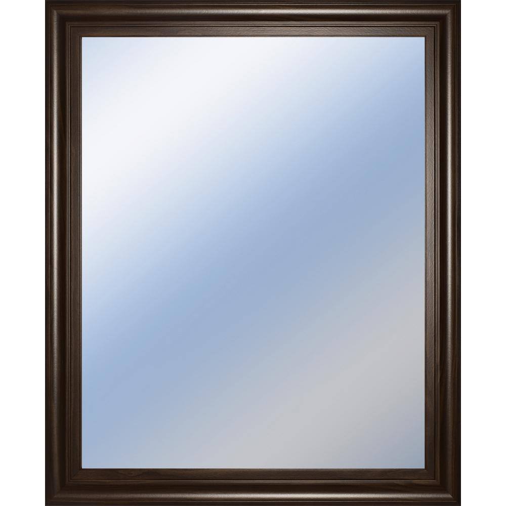 Brown 34 in. W x 40 in. H Contemporary Rectangle Wood Framed Mirror