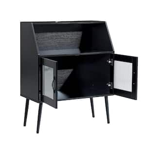 31.5 in. W x 16 in. D x 40 in. H Bathroom Black Linen Cabinet