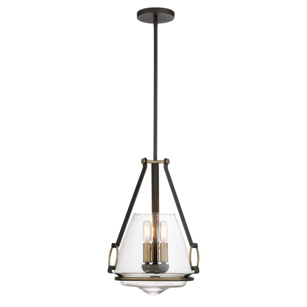 Eden Valley 3-Light Smoked Iron and Aged Gold Pendant to Semi-Flush with Clear Glass Shade price history on PriceWatchPro