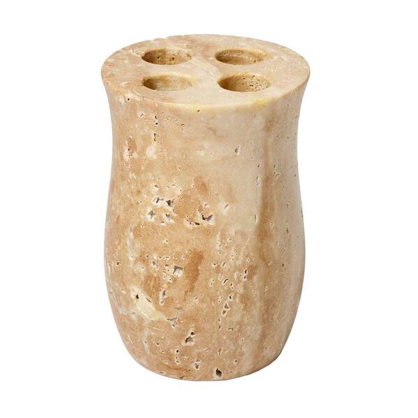Roselli Trading Company Roman Spa 5 in. Toothbrush Holder in Travertine Stone