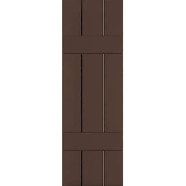 Ekena Millwork 12 in. x 47 in. Exterior Real Wood Sapele Mahogany Board and Batten Shutters Pair Tudor Brown