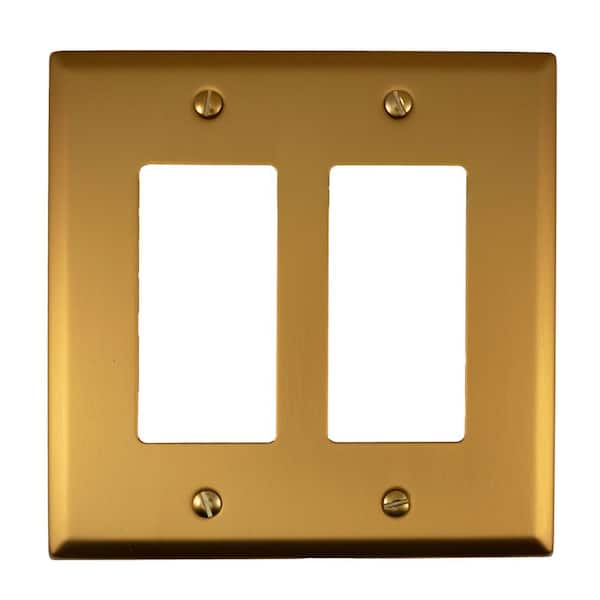 1-Pack Oxford 2-Gang Brushed Gold Decorator/Rocker Plate Metal Decorator/Rocker Plate Wall Plate 173RR-BG-HD