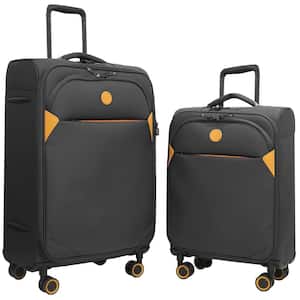 Cambridge Lightweight 2-Pieces Luggage Sets, Softside Expandable Spinner Wheel Suitcase, Black, 2-Pieces Set (20/29)