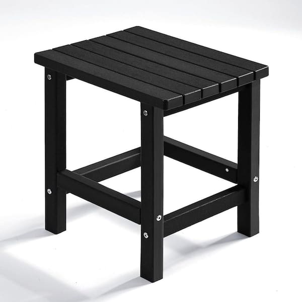 PASAMIC 17 in. Black Rectangular HDPE Outdoor Side Table