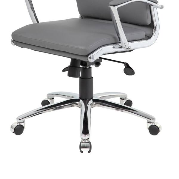 Benjara Dave Vinyl Swivel Office Executive Chair in Gray and