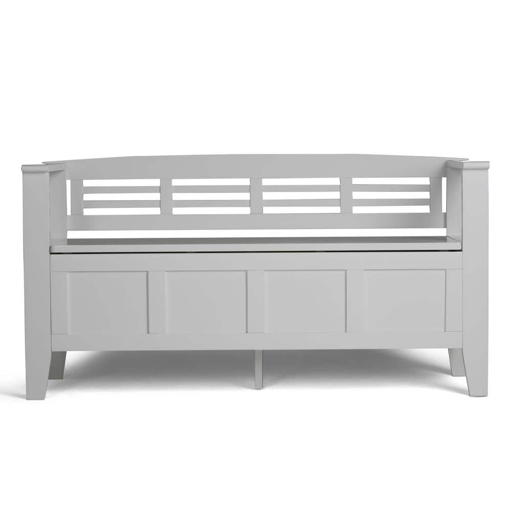 Elegant White Solid Pine 48" Entryway Storage Bench with Backrest