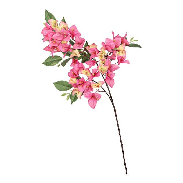 LIVING LUXURY 30 in. Pink Peach Artificial Bougainvillea Flower Stem Spray (Set of 4)