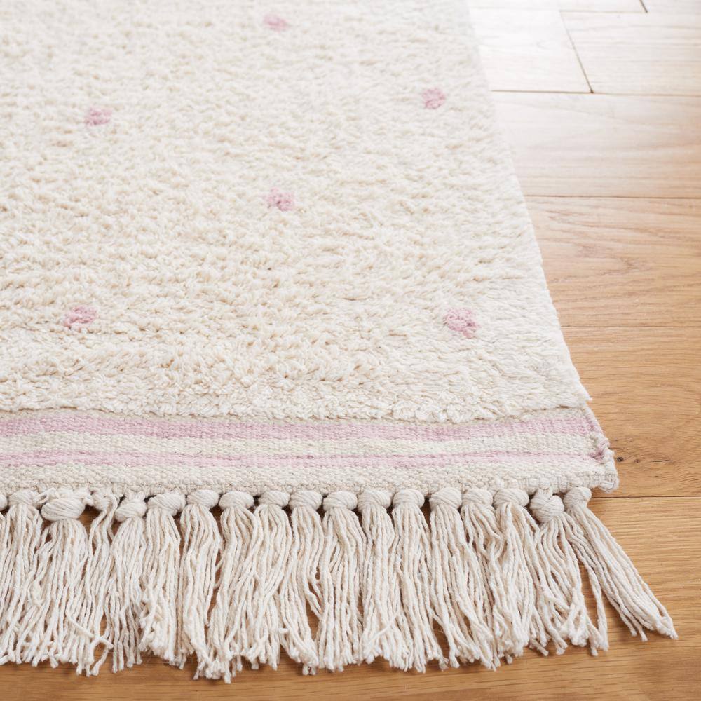 Ivory and Pink Hand-Knotted Reversible Area Rug, 3' x 5'