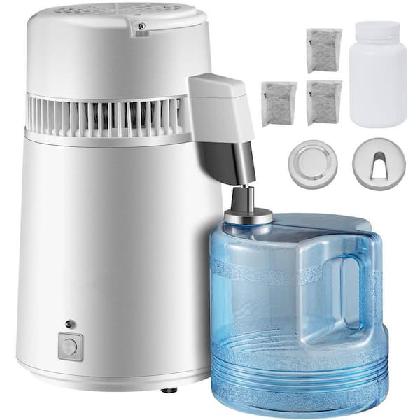 Pure Water Distiller 750W Fully Upgraded with Handle 1.1 Gal. /4L BPA Free Container Perfect for Home Use White