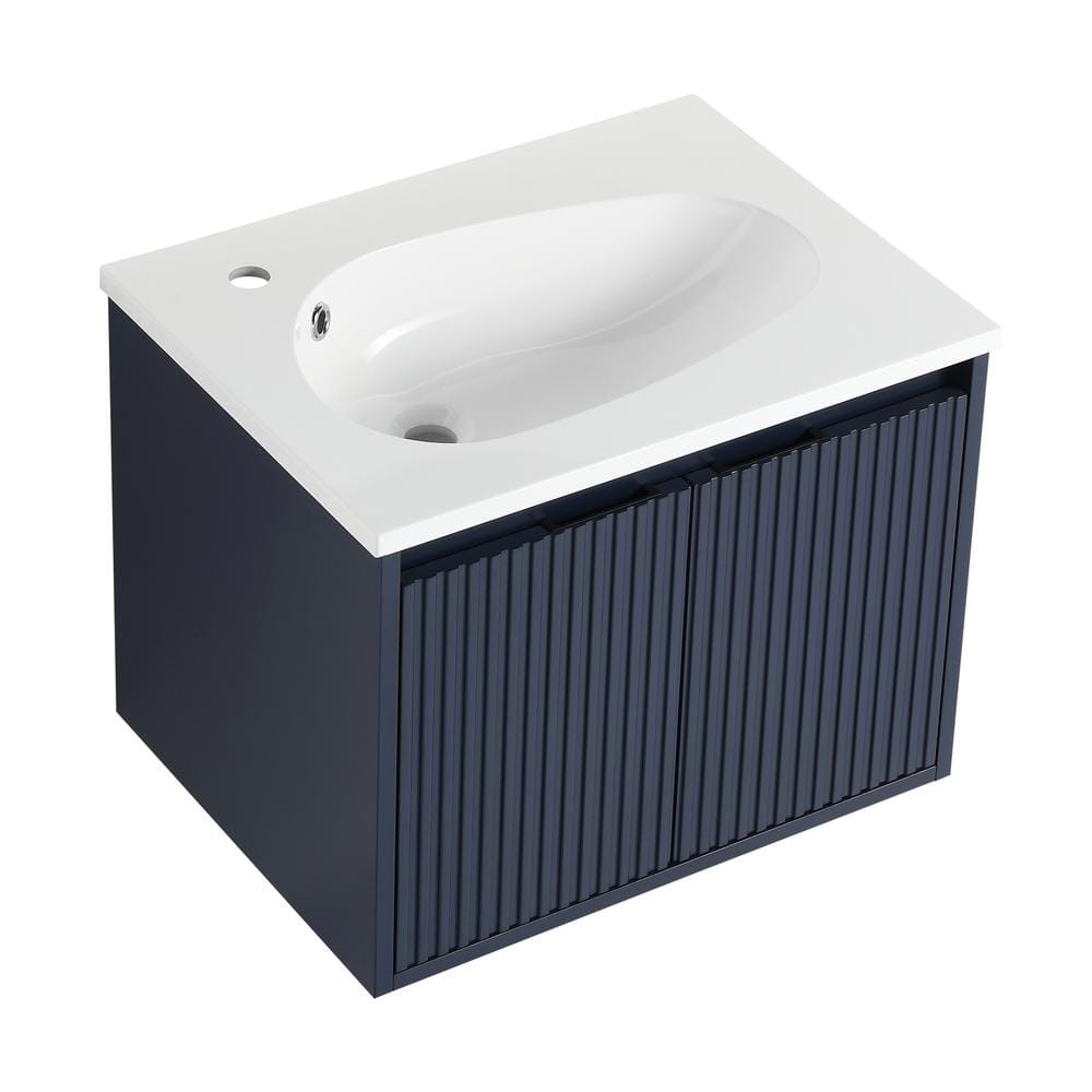 24 inch Small Narrow Bathroom Vanity Navy Blue with Storage  (23.5Wx18.15Dx35H) CCL208NB24