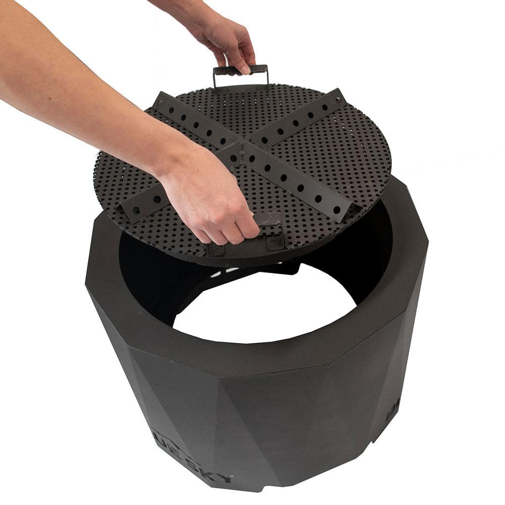 Black Powder-Coated Steel Smokeless Round Fire Pit
