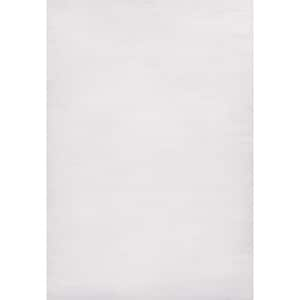 Cole Modern Minimalist Pinstripe High-Low White/Silver 3 ft. x 5 ft. Area Rug