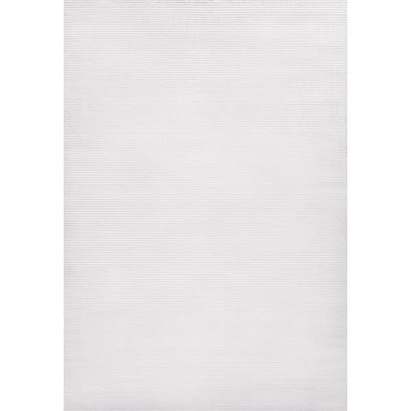 Cole Modern Minimalist Pinstripe High-Low White/Silver 4 ft. x 6 ft. Area Rug
