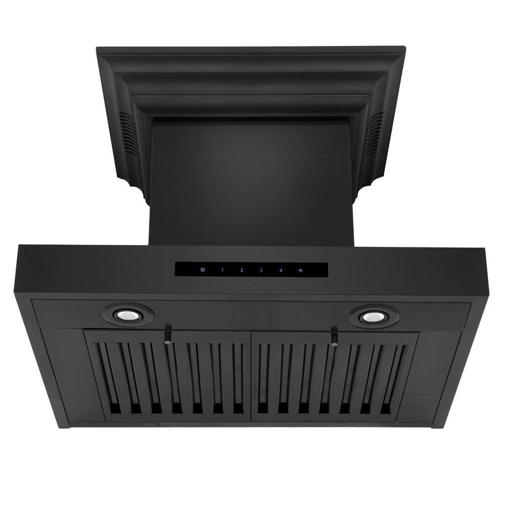 24 Inch Black Stainless Steel Wall Mount Range Hood with Bluetooth Speakers