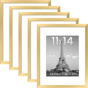 Lot De 3 Cadres Photos Adlynn - Doré, 11x14 Avec Passe-partout 5x7 - Style Transitionnel
