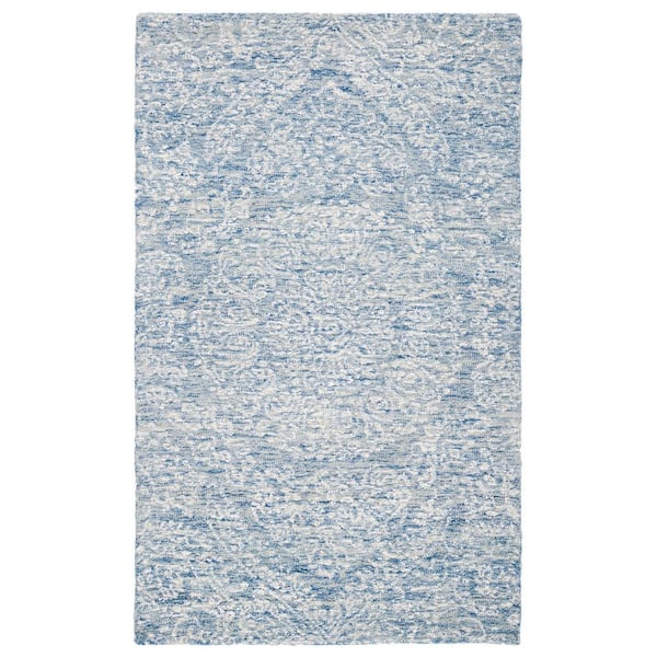 SAFAVIEH Metro Blue/Ivory Doormat 3 ft. x 5 ft. Medallion Floral Area Rug