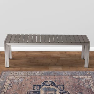 53 in. Gray Backless Bedroom Bench with Plank Style Seat Surface